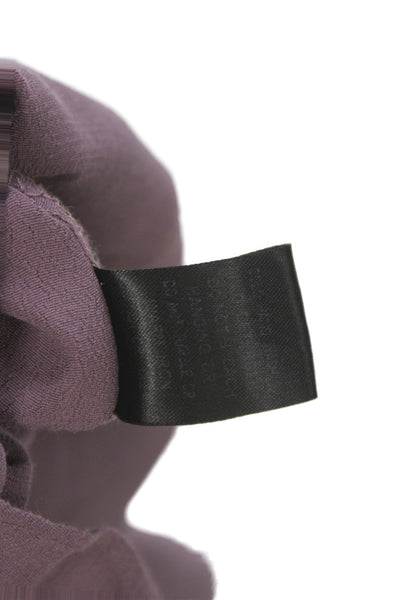Olivaceous Women Purple Linen Blend Crew Neck Long Sleeve Zip Blouse Size S