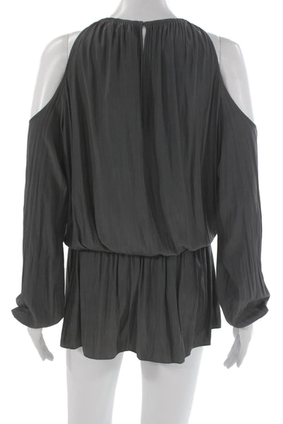 Ramy Brook Women Dark Gray Blouson High Neck Long Sleeve Short Dress Size XS