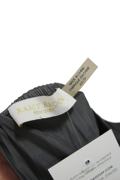 Ramy Brook Women Dark Gray Blouson High Neck Long Sleeve Short Dress Size XS
