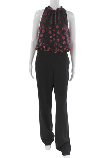 Ramy Brook Womens Floral High Neck Sleeveless Jumpsuit Black Size 4