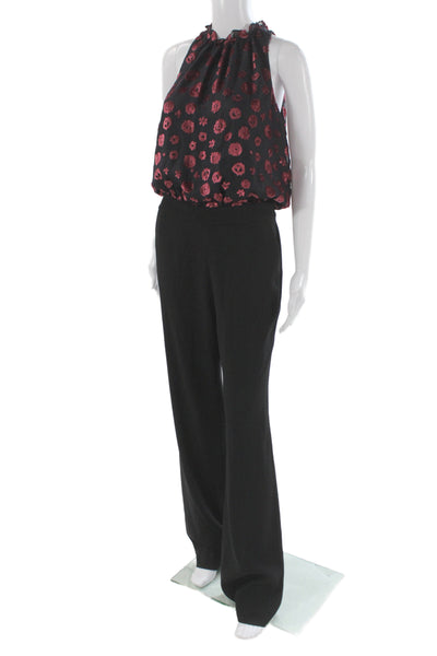 Ramy Brook Womens Floral High Neck Sleeveless Jumpsuit Black Size 4