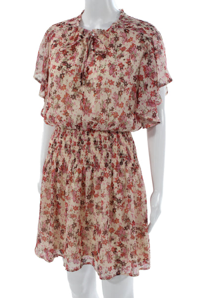 Bishop and Young Women Blouson Sundress Beige Tie Waist Floral Size S