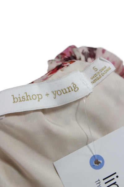 Bishop and Young Women Blouson Sundress Beige Tie Waist Floral Size S