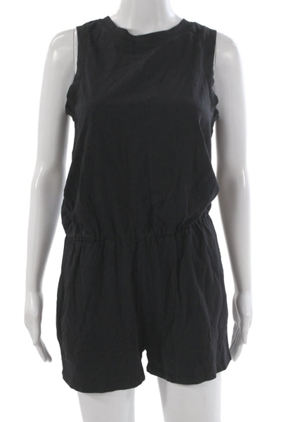 Z Supply Womens Black Sleeveless Cotton Jumpsuit Romper Round Neck Size S