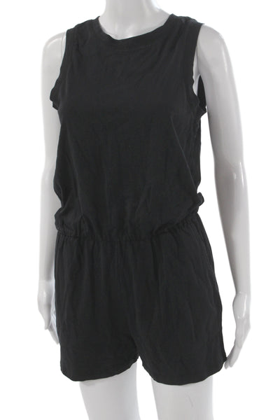 Z Supply Womens Black Sleeveless Cotton Jumpsuit Romper Round Neck Size S