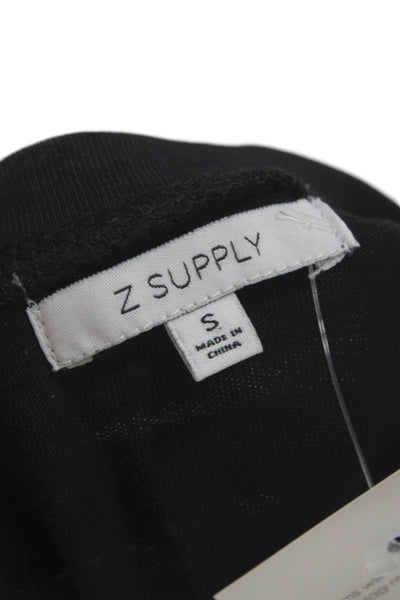 Z Supply Womens Black Sleeveless Cotton Jumpsuit Romper Round Neck Size S