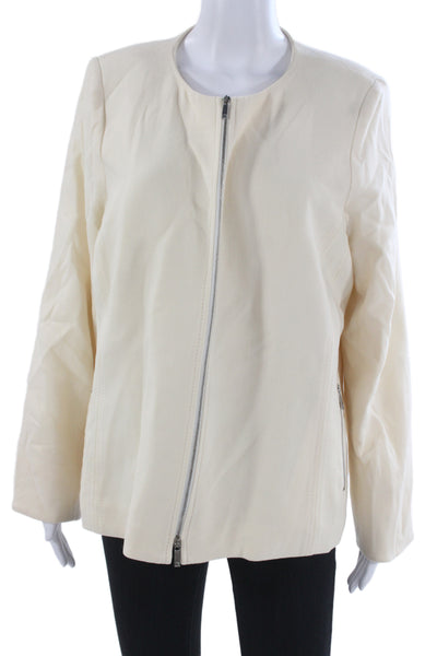 Lafayette 148 New York Womens Beige Wool Long Sleeve Jacket Plus Size 18
