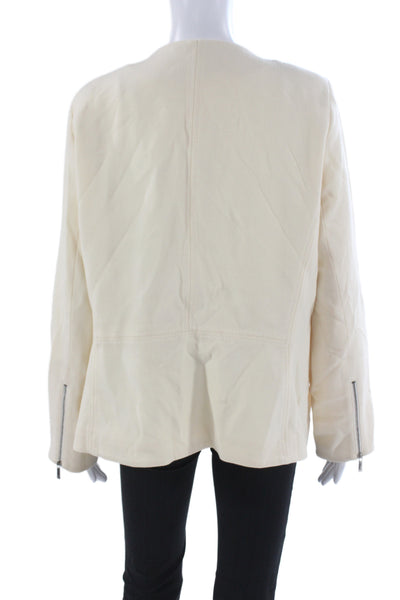 Lafayette 148 New York Womens Beige Wool Long Sleeve Jacket Plus Size 18