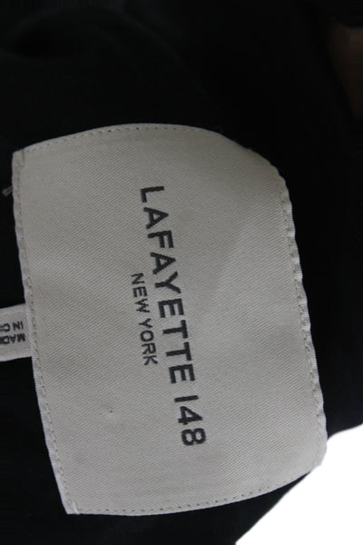 Lafayette 148 New York Unisex Dark Blue Collared Silk Blend Blazer Size 16W