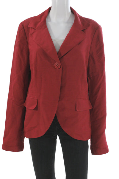 Lafayette 148 New York Women Red Collared Button Long Sleeve Blazer Size 14
