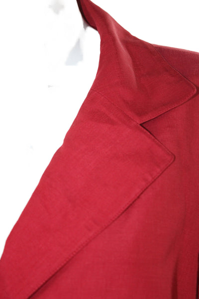 Lafayette 148 New York Women Red Collared Button Long Sleeve Blazer Size 14