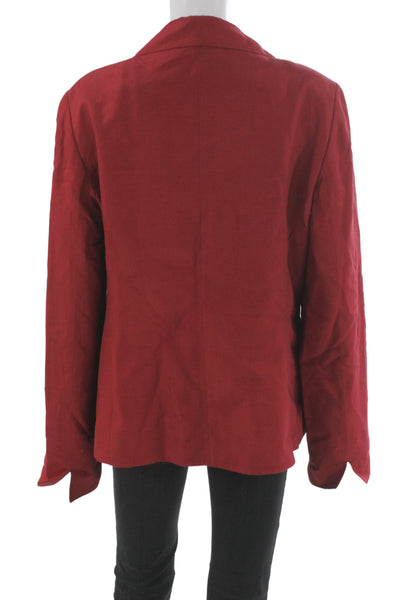 Lafayette 148 New York Women Red Collared Button Long Sleeve Blazer Size 14