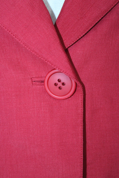 Lafayette 148 New York Women Red Collared Button Long Sleeve Blazer Size 14
