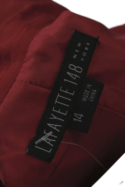 Lafayette 148 New York Women Red Collared Button Long Sleeve Blazer Size 14