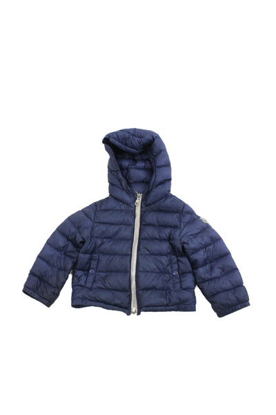 Moncler Boys Long Sleeve Front Zip Down Quilted Hooded Jacket Navy Size 9-12M