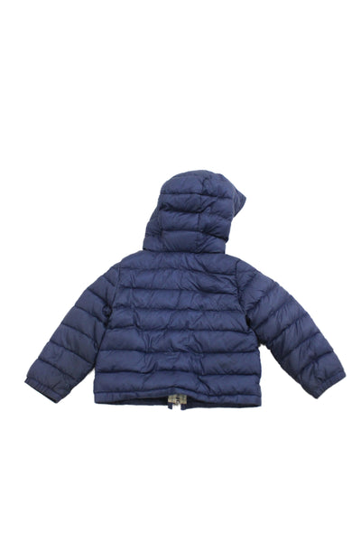 Moncler Boys Long Sleeve Front Zip Down Quilted Hooded Jacket Navy Size 9-12M