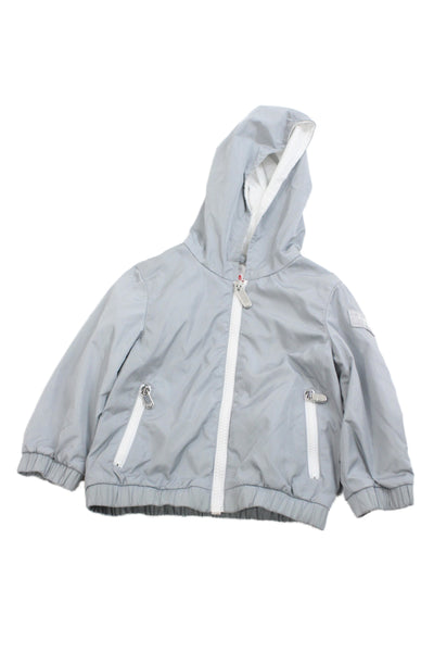 Il Gufo Boys Long Sleeve Front Zip Lightweight Hooded Jacket Gray White Size 9M