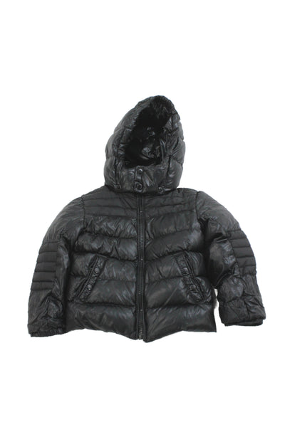 Moncler Boys Front Zip Down Quilted Detachable Hood Puffer Jacket Black Size 2T