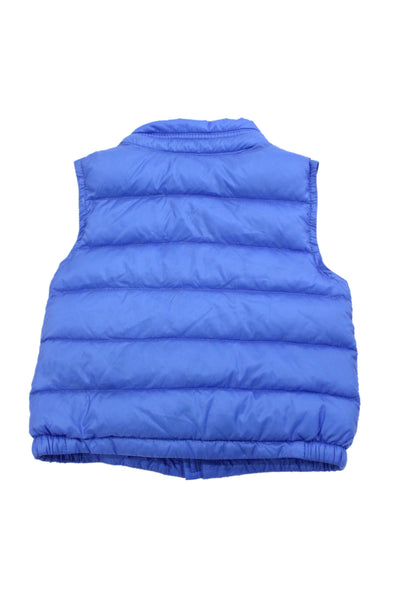 Moncler Boys Front Zip Crew Neck Down Quilted Logo Vest Jacket Blue Size 9-12M