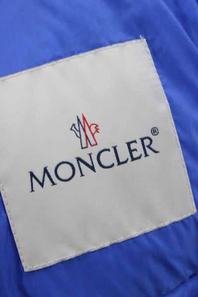 Moncler Boys Front Zip Crew Neck Down Quilted Logo Vest Jacket Blue Size 9-12M