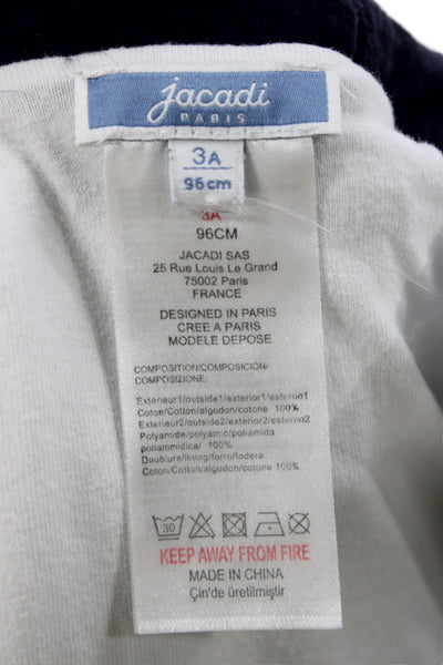Jacadi Boys Long Sleeve Front Zip Hooded Knit Jacket White Navy Size 3