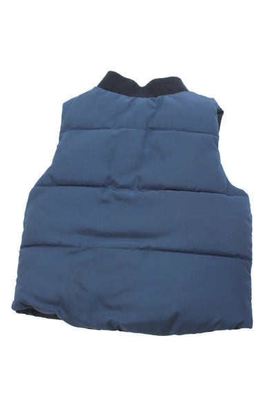 Jacadi Boys Front Zip Crew Neck Quilted Reversible Vest Jacket Blue Size 12M