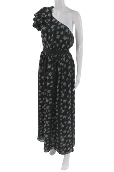 Kate Young Women Maxi Dress Black Star Graphic Polyester Zip Knee Length Size S