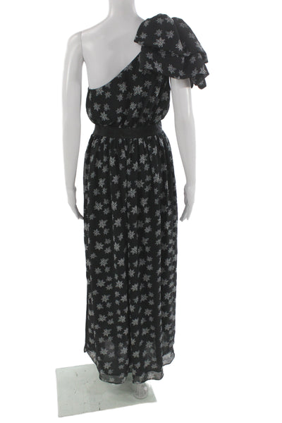Kate Young Women Maxi Dress Black Star Graphic Polyester Zip Knee Length Size S