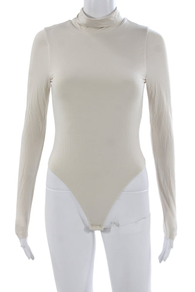 Kate Young X Splendid Womens White Long Sleeve Crew Neck Bodysuit Size S