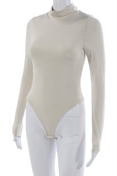Kate Young X Splendid Womens White Long Sleeve Crew Neck Bodysuit Size S