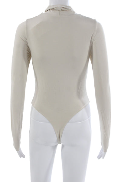 Kate Young X Splendid Womens White Long Sleeve Crew Neck Bodysuit Size S