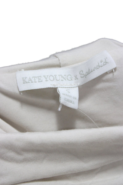 Kate Young X Splendid Womens White Long Sleeve Crew Neck Bodysuit Size S