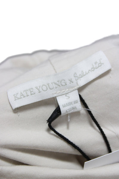 Kate Young X Splendid Womens Bodysuit Long Sleeve Crew Neck Beige Size S