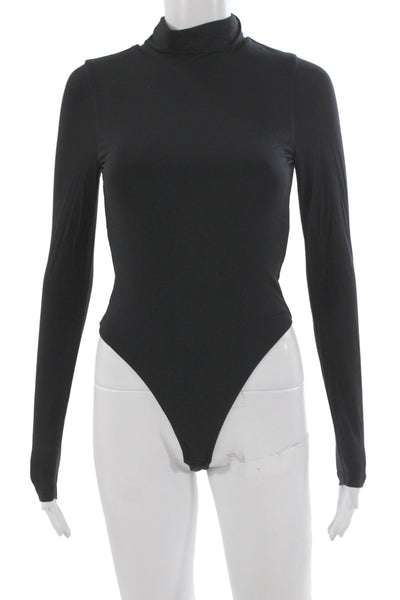 Kate Young X Splendid Womens Black Crew Neck Long Sleeve Bodysuit Size S