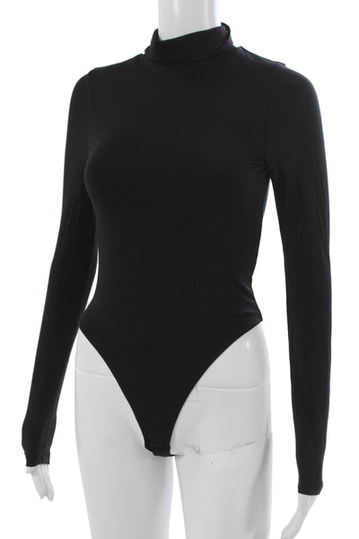Kate Young X Splendid Womens Black Crew Neck Long Sleeve Bodysuit Size S