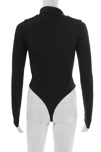 Kate Young X Splendid Womens Black Crew Neck Long Sleeve Bodysuit Size S
