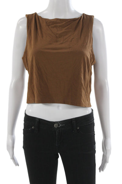 Kate Young X Splendid Womens Cropped Tank Brown Sleeveless Size L