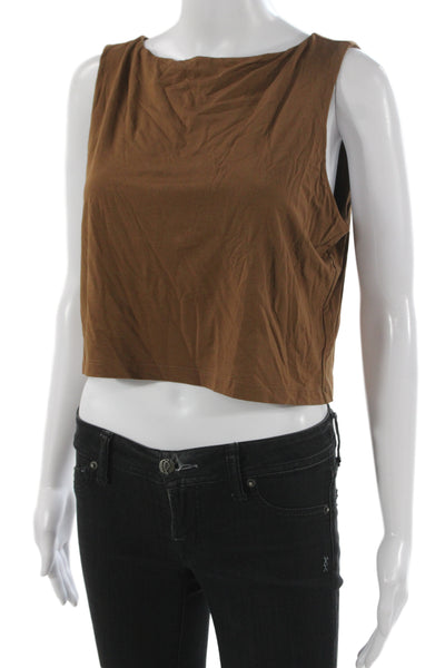 Kate Young X Splendid Womens Cropped Tank Brown Sleeveless Size L