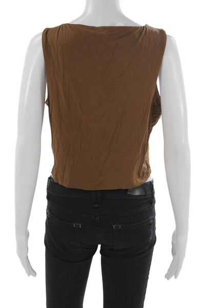 Kate Young X Splendid Womens Cropped Tank Brown Sleeveless Size L