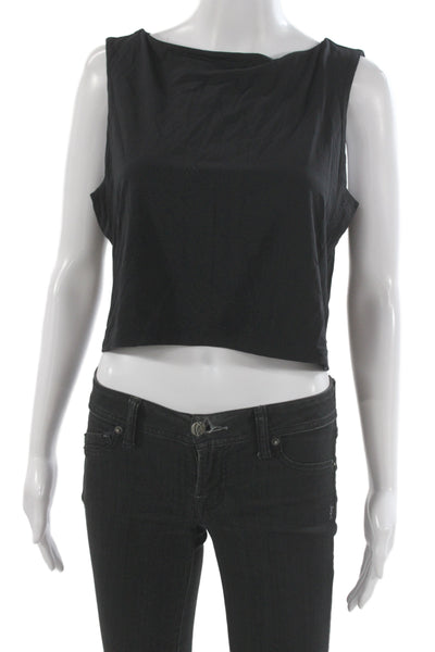 Kate Young X Splendid Womens Cropped Sleeveless Tank Black Size L