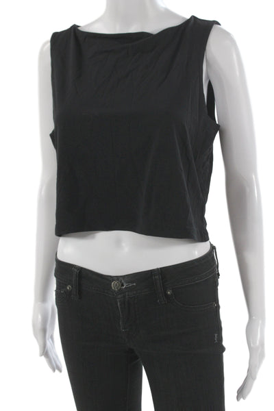 Kate Young X Splendid Womens Cropped Sleeveless Tank Black Size L