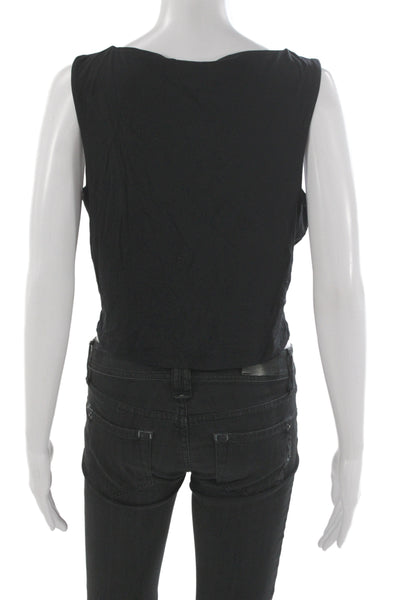Kate Young X Splendid Womens Cropped Sleeveless Tank Black Size L