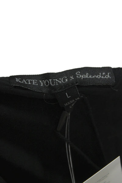 Kate Young X Splendid Womens Cropped Sleeveless Tank Black Size L