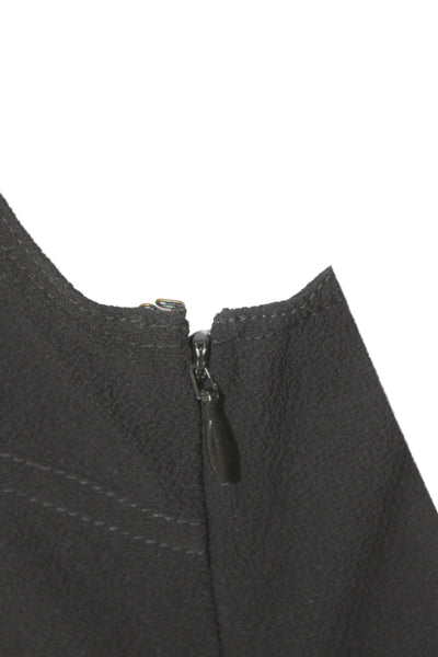 Theory Womens Slip Dress Black V Neck Mid Calf Zip Sleeveless Size 2