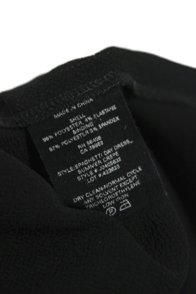 Theory Womens Slip Dress Black V Neck Mid Calf Zip Sleeveless Size 2
