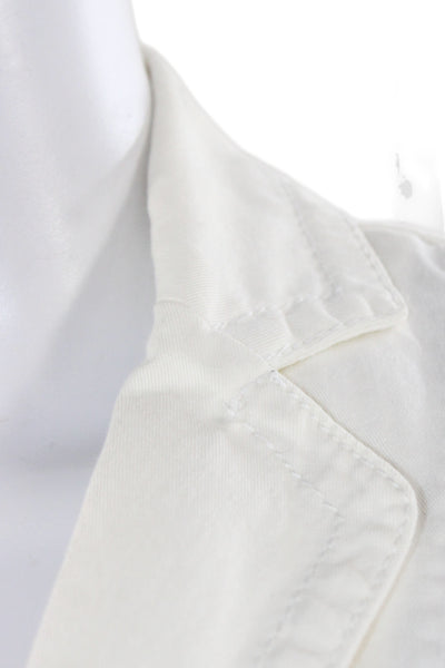 Sisley Womens White Collared Blazer Button Long Sleeve Classic Size 40