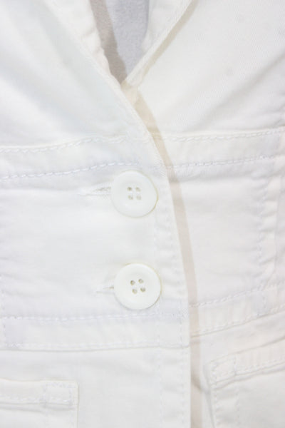 Sisley Womens White Collared Blazer Button Long Sleeve Classic Size 40