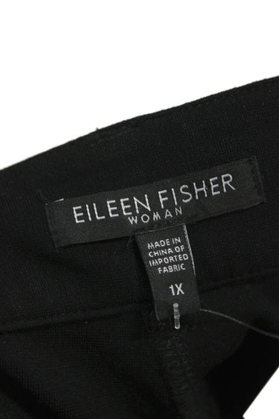 Eileen Fisher Womens Ankle Cropped Pants Black Button Size 1X