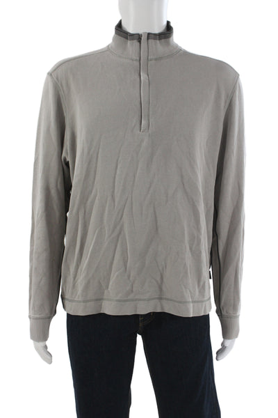 Boss Hugo Boss Mens Pullover Sweater Mock Neck Zip Gray Size XL