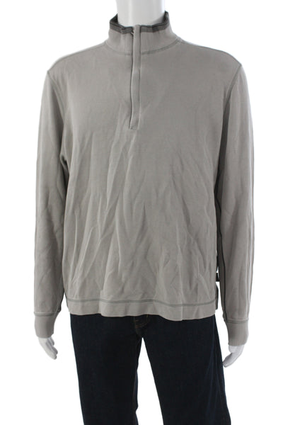 Boss Hugo Boss Mens Pullover Sweater Mock Neck Zip Gray Size XL